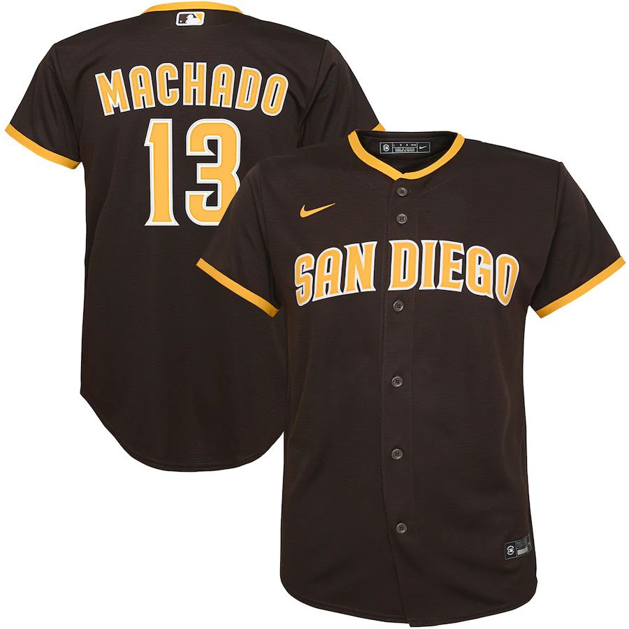 Youth San Diego Padres #13 Manny Machado Nike Brown Road Replica Player MLB Jerseys->women mlb jersey->Women Jersey